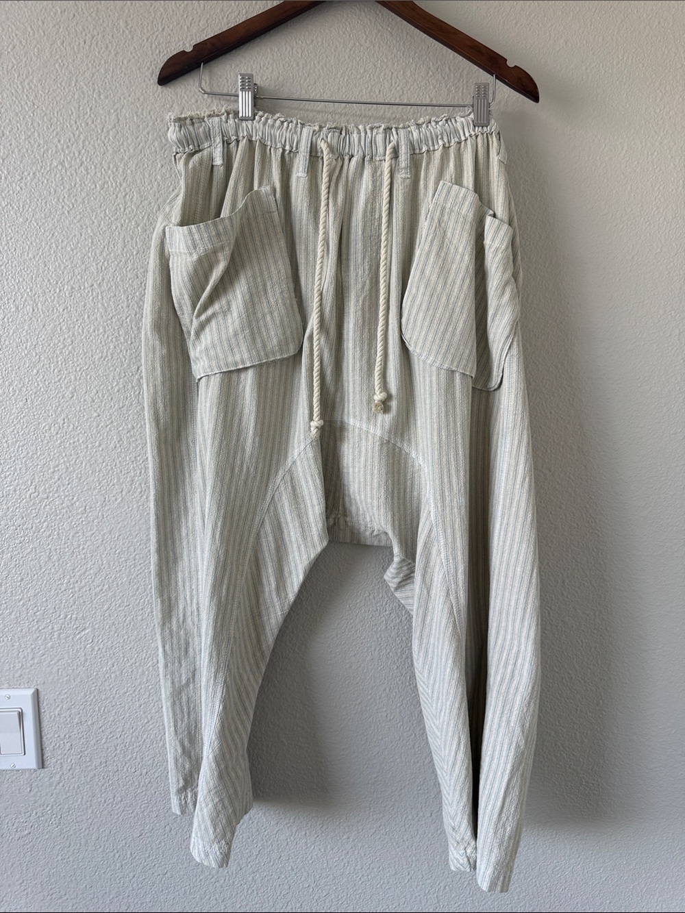 Free People Runyon Pant Cotton Harem Drop Crotch Pocket Boho Jogger Size Small - Picture 2 of 16